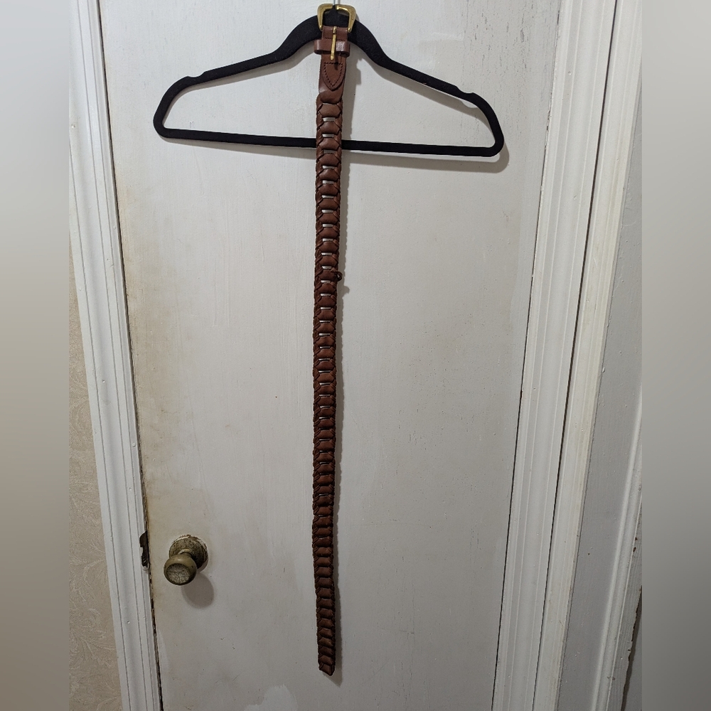 Women's Brown So/M Braided Genuine Leather Belt